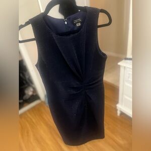 Tahari Midnight Navy Blue Shimmer Midi Dress